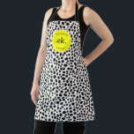 Dalmatiner Dog Abstraktes Muster Gelbe Monogramm Schürze<br><div class="desc">Fügen Sie Ihrer Küche eine lustige und lebendige Touch mit dem Dalmatiner Dog Abstrakt Pattern Neon Yellow Monogram Schürze hinzu. Diese Schürze mit abstraktem Dalmatiner-Design in fett-schwarz-weiß und einem Pop heißen Rosa ist stilvoll und funktional zugleich. Personalisieren Sie es mit einem Monogramm für einen einzigartigen Flair, was es zu einem...</div>