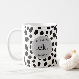 Dalmatiner Dog Abstraktes Muster Grau Monogramm Kaffeetasse