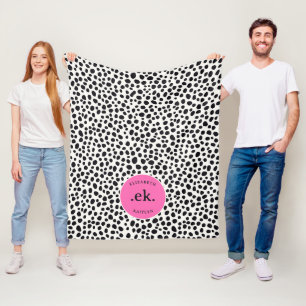 Dalmatiner Dog Abstraktes Muster Hot Pink Monogram Fleecedecke
