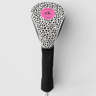 Dalmatiner Dog Abstraktes Muster Hot Pink Monogram Golf Headcover