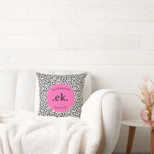 Dalmatiner Dog Abstraktes Muster Hot Pink Monogram Kissen