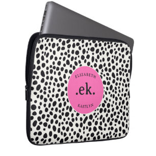 Dalmatiner Dog Abstraktes Muster Hot Pink Monogram Laptopschutzhülle