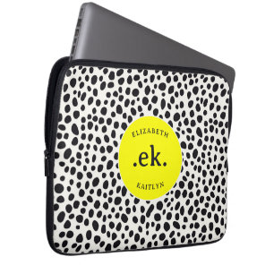 Dalmatiner Dog Abstraktes Muster Hot Pink Monogram Laptopschutzhülle