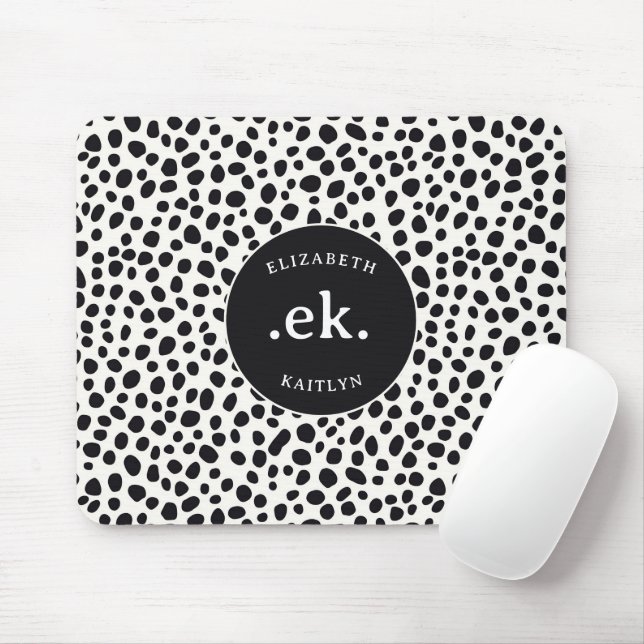 Dalmatiner Dog Abstraktes Muster Monogramm Mousepad (Mit Mouse)