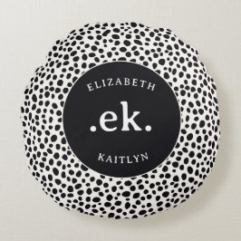 Dalmatiner Dog Abstraktes Muster Monogramm Rundes Kissen