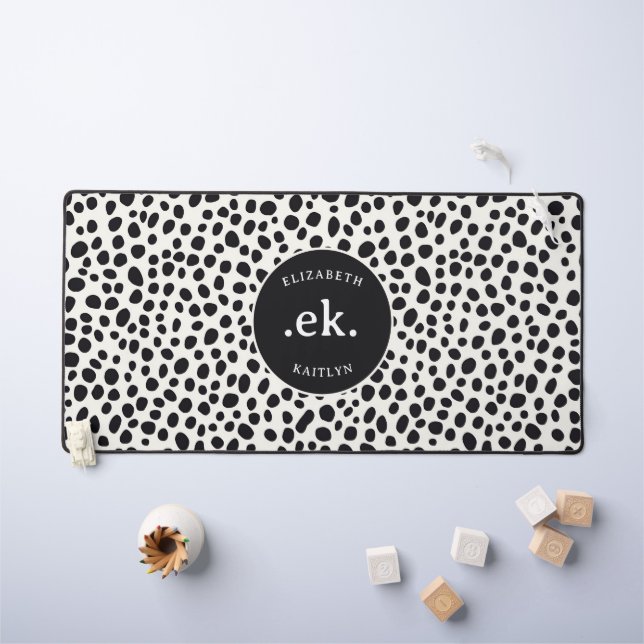 Dalmatiner Dog Abstraktes Muster Monogramm Schreibtischunterlage (Kindertisch)