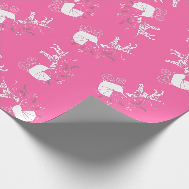 Dalmatiner Dog Baby Dusche Puppy Pink Girl Geschenkpapier (Ecke)