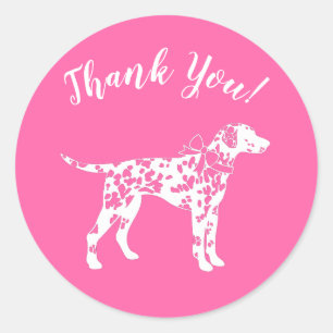 Dalmatiner Dog Baby Dusche Puppy Pink Girl Runder Aufkleber