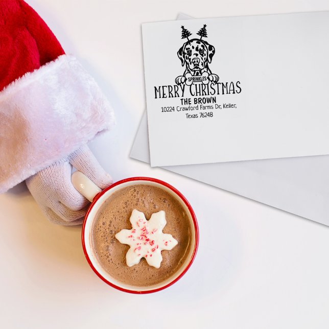 Dalmatiner Dog Frohe Weihnachts-Rücksendeadresse Gummistempel (Von Creator hochgeladen)