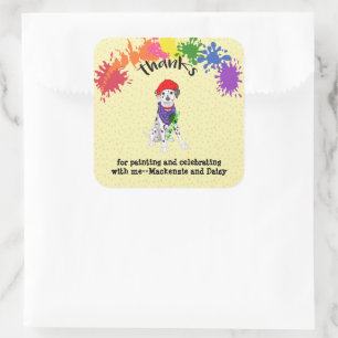 Dalmatiner Dog Fun Art Geburtstagsparty Quadratischer Aufkleber