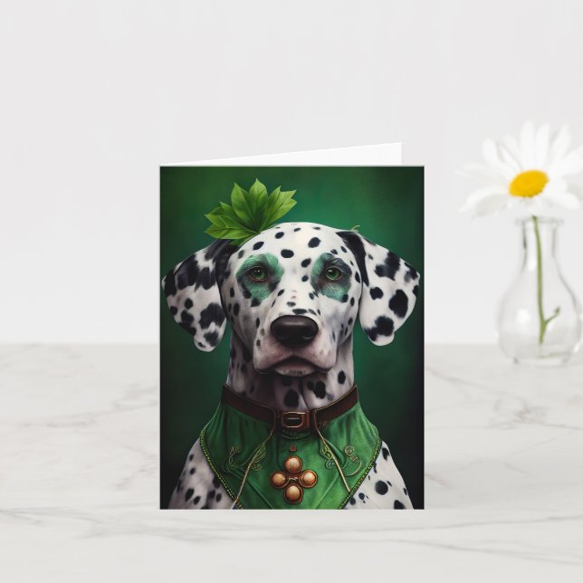 Dalmatiner Dog in St. Patrick's Day Dress Karte (Kleine Pflanze)