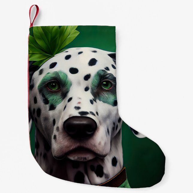 Dalmatiner Dog in St. Patrick's Day Dress Kleiner Weihnachtsstrumpf (Vorderseite)