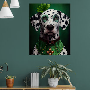 Dalmatiner Dog in St. Patrick's Day Dress Poster