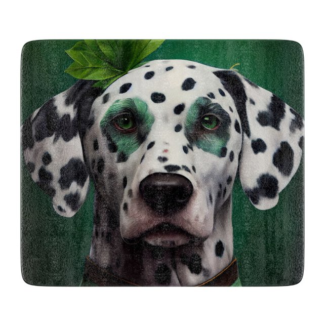 Dalmatiner Dog in St. Patrick's Day Dress Schneidebrett (Vorderseite)