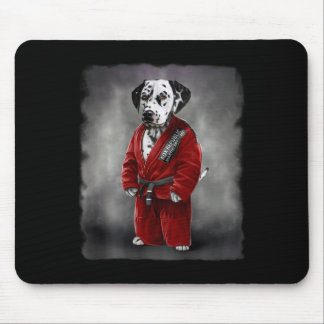 Dalmatiner Dog Judo Karate Master in Red Judogi Mousepad