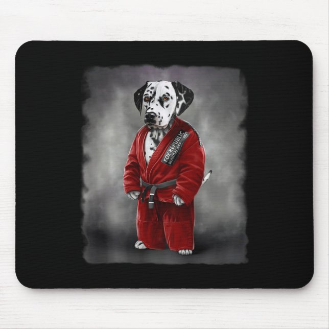 Dalmatiner Dog Judo Karate Master in Red Judogi Mousepad (Vorne)