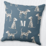 Dalmatiner Dog Monogramm Kissen<br><div class="desc">Niedliches gepunktetes Dalmatiner Hundsmuster auf aquamarinem grünem Hintergrund. Originelle Kunst von Nic Squirrell. Ändern Sie das Monogramm zuerst, um es zu personalisieren.</div>