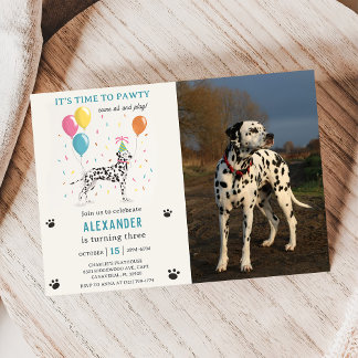 Dalmatiner Dog Pawty Welppy Birthday Party Foto Einladung