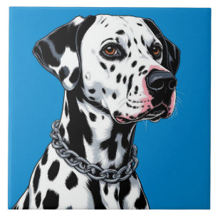Dalmatiner Dog Portrait gegen blauen Hintergrund Fliese