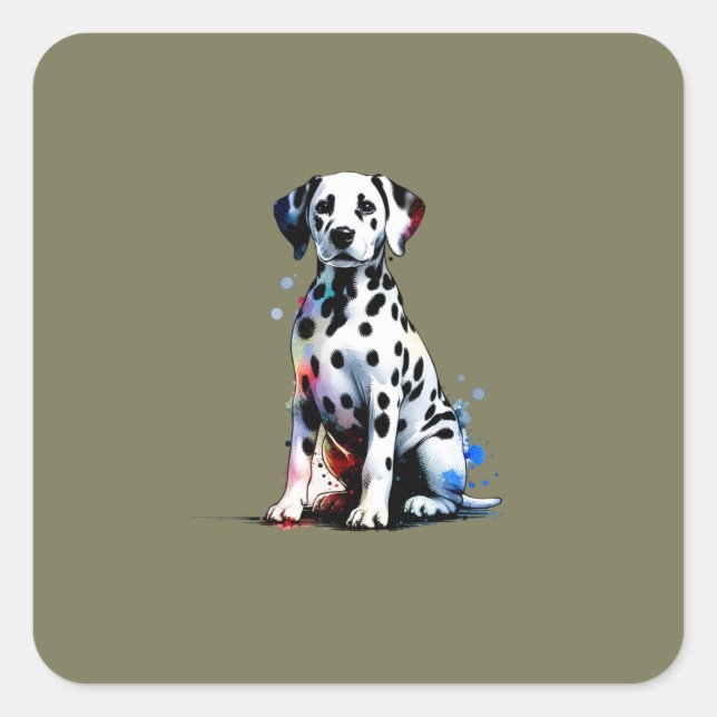 Dalmatiner Dog Quadratischer Aufkleber (Vorderseite)
