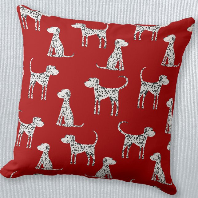 Dalmatiner Dog Red Kissen (Fun Dalmatian dog red pillow)