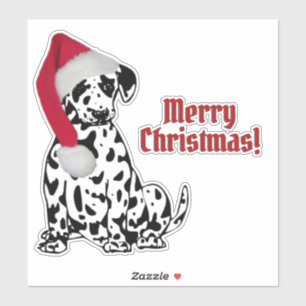 Dalmatiner Dog Red Strumpf Cap Frohe Weihnachten Aufkleber