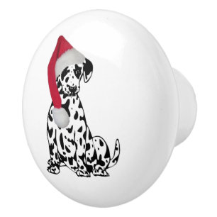 Dalmatiner Dog Red Strumpf Cap Frohe Weihnachten Keramikknauf