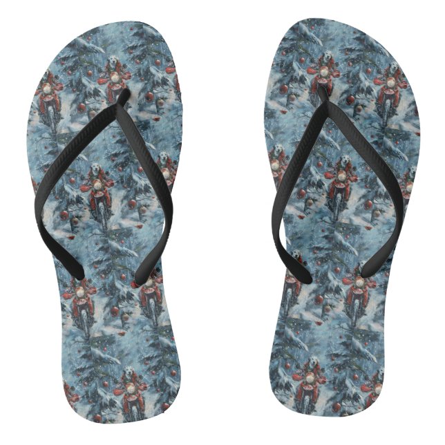 Dalmatiner Dog Riding Motorrad Weihnachten Flip Flops (Fußbett)