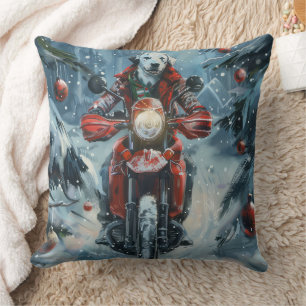 Dalmatiner Dog Riding Motorrad Weihnachten Kissen