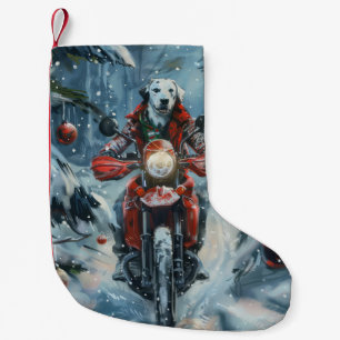 Dalmatiner Dog Riding Motorrad Weihnachten Kleiner Weihnachtsstrumpf