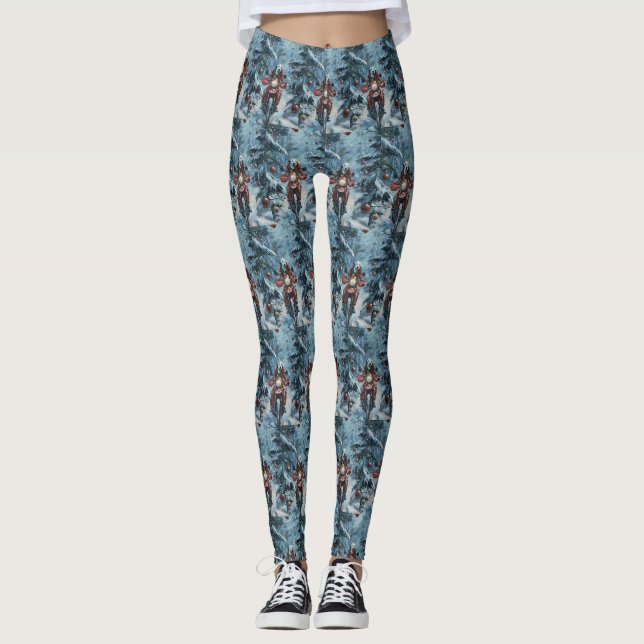 Dalmatiner Dog Riding Motorrad Weihnachten Leggings (Vorderseite)