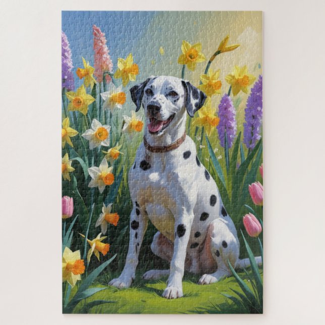Dalmatiner Dog Spring Blumen Malerei (Vertikal)