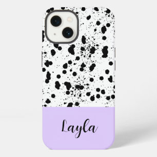 Dalmatiner-Druck mit lila individuellem Namen iPhone Hülle