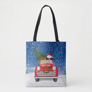 Dalmatiner fährt Auto im Schnee Weihnachten Tasche