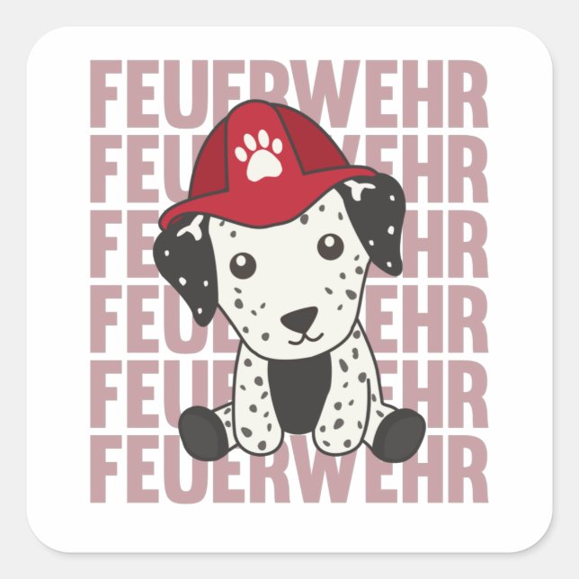 Dalmatiner Feuerwehr Hund Niedliche Hunde Quadratischer Aufkleber (Vorderseite)