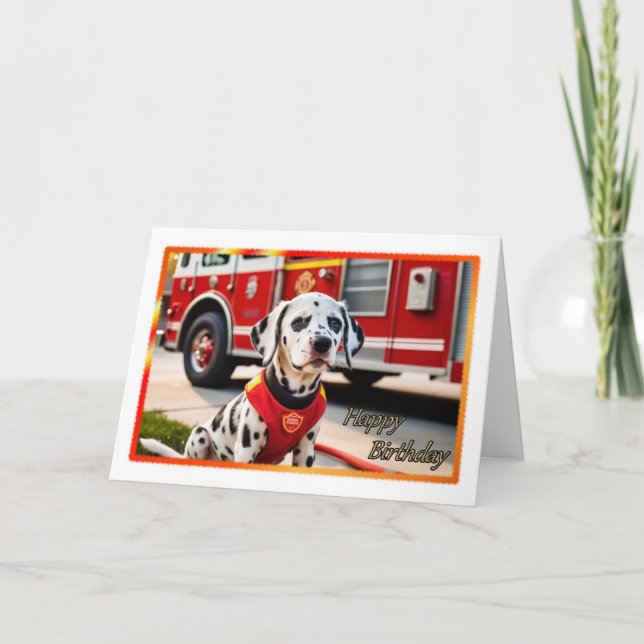 Dalmatiner-Feuerwehrhunde-Geburtstagkarte Karte (Vorderseite)