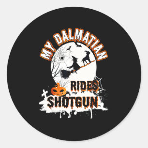 Dalmatiner-Geschenk   Mein Dalmatiner fährt Shotgu Runder Aufkleber