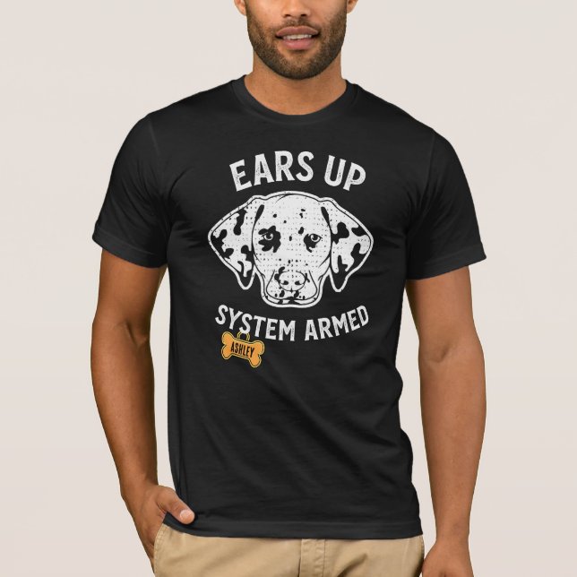 Dalmatiner Großer Hund bewaffnet T-Shirt (Vorderseite)
