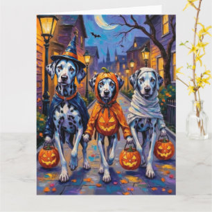 Dalmatiner Halloween-Kostüme beim Trick-or-Treat Karte