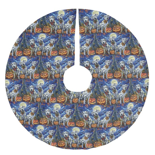 Dalmatiner Halloween Spooky Polyester Weihnachtsbaumdecke (Vorderseite)