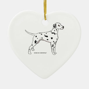 Dalmatiner Heart — Schwarz-Gepunktet Keramik Ornament