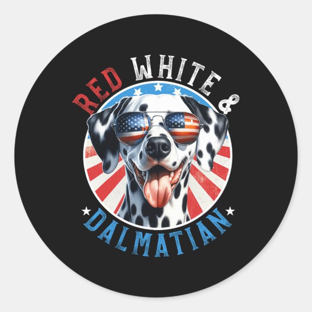 Dalmatiner Hund 4. Juli Rot Weiß und Dal Liebhaber Runder Aufkleber (Vorderseite)