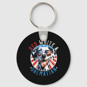 Dalmatiner Hund 4. Juli Rot Weiß und Dal Liebhaber Schlüsselanhänger