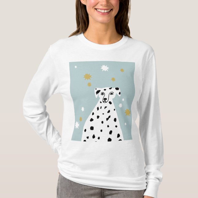 Dalmatiner Hund Abstrakt Illustration T-Shirt (Vorderseite)
