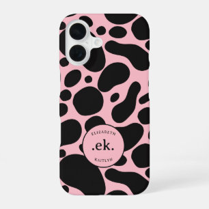 Dalmatiner-Hund abstrakt Muster Blush Pink Monogra iPhone 16 Hülle