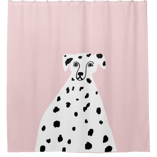 Dalmatiner Hund Abstrakte Illustration Rosa Duschvorhang (Vorderseite)