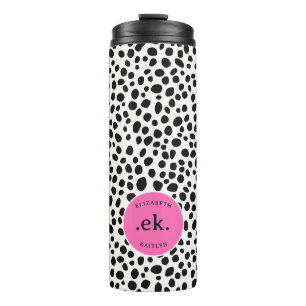 Dalmatiner-Hund abstraktes Muster Hot Pink Monogra Thermosbecher