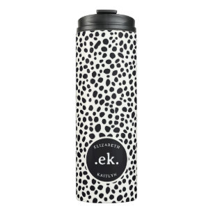 Dalmatiner-Hund abstraktes Muster Monogramm Thermosbecher