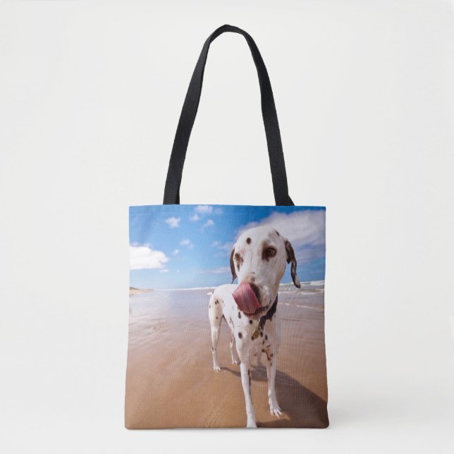 Dalmatiner-Hund auf Strand Tasche (Vorderseite)