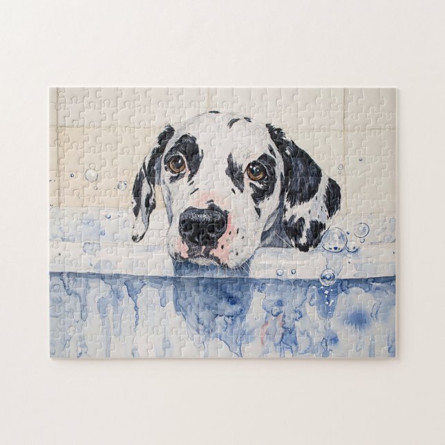 Dalmatiner Hund Bath Time Malerei (Horizontal)